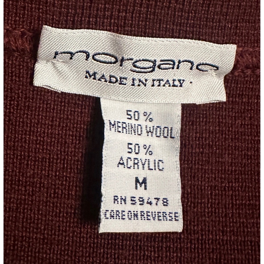 Morgano Italian Knit Zip Front Cardigan Sweater Merino Wool Blend M Red - Picture 7 of 12